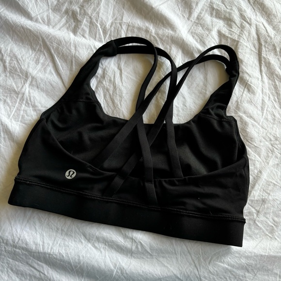 Lululemon Energy Bra Solid Black Sz 4 - Picture 2 of 3